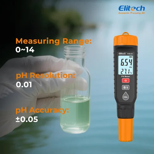 Miniatura 2 de Elitech Profesional Pluma Medidor de pH - Probador Digital para pH y Temperatura en Hidroponía, Soluciones de Crecimiento con Kit de Calibración