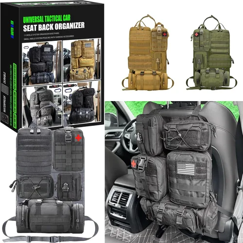 Miniatura 11 de Paquete de 7 organizadores tácticos para respaldo de asiento, organizador de camión con 6 bolsas desmontables, universal para automóvil, camión