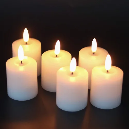 Miniatura 7 de Velas de pilar sin llama negras con temporizador de 6H, alimentadas por batería AAA, mecha y cera reales, velas LED parpadeantes con tema