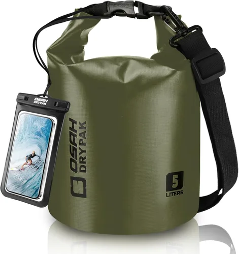 Miniatura 34 de Bolsa seca impermeable, 5L/10L/20L/30L/40L Mochila de almacenamiento ligera con funda para teléfono para mujeres y hombres, saco impermeable Gris