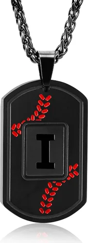 Miniatura 60 de Fervia Graduation Gifts - Baseball Initial Necklace for Men Dog Tag Stainless Steel Letter Pendant Sport Baseball Athletes Jewelry Christmas