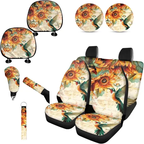 Miniatura 41 de Forchrinse Bee - Juego de fundas para asiento delantero y trasero con funda para palanca de cambios de freno de mano, funda para reposacabezas