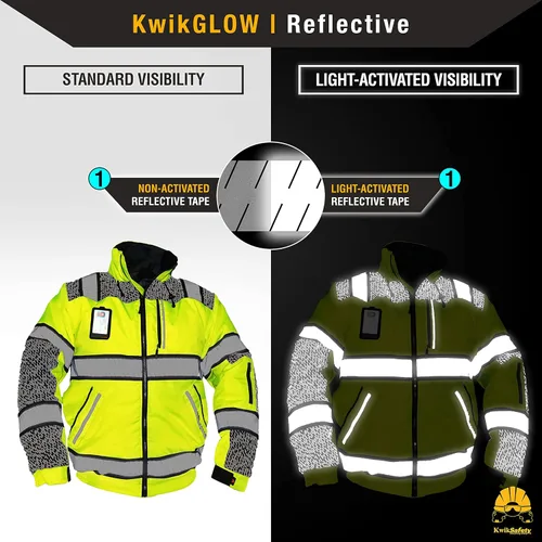 Miniatura 3 de KwikSafety Chaquetas reflectantes Bombarderos de trabajo de alta visibilidad aislados para hombre Amarillo, Naranja, Multicolor