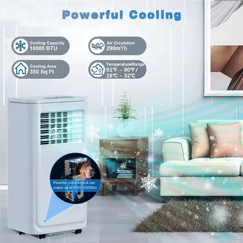 Miniatura 4 de OFIKA Aire acondicionado portátil para interiores de 8000 BTU, unidad de CA portátil para habitaciones de hasta 350 pies cuadrados, aire