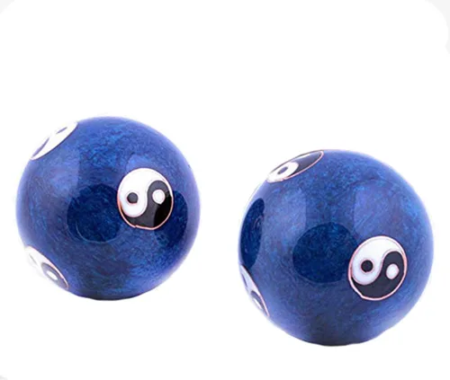 Miniatura 3 de XMHF Cloisonne Yin-Yang meditación china Baoding bola de ejercicio saludable azul 2 piezas