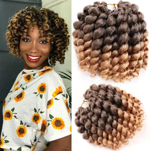 Miniatura 25 de Cabello de ganchillo Jamaicano Bounce, paquete de 4 paquetes de 6 pulgadas, varita de pelo rizado de ganchillo para mujeres negras