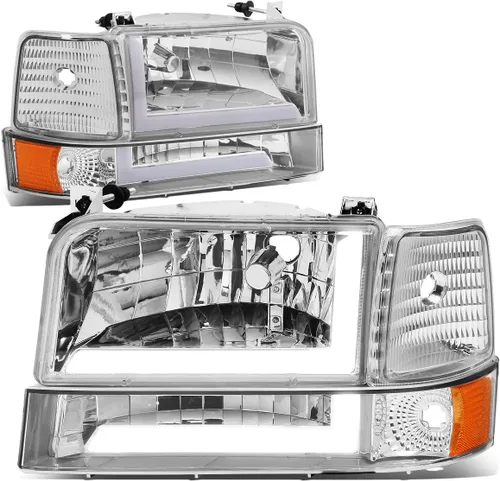 Miniatura 10 de DNA MOTORING Par de faros delanteros de barra de luz LED dual compatibles con 92-96 F150 F250 F350 Bronco, negro/ámbar, HL-LB-F15092-6P-BK-AM