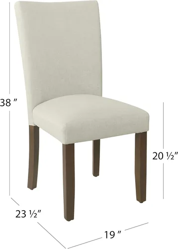 Miniatura 120 de Homepop Silla de comedor con detalles festoneados, sillas de comedor Parsons tapizadas, muebles decorativos para el hogar, tejido gris claro
