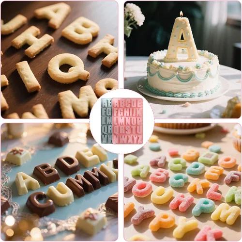 Miniatura 4 de 2 moldes de letras para chocolate, moldes de silicona del alfabeto para manualidades, molde de crayón reutilizable para cera, molde de letras