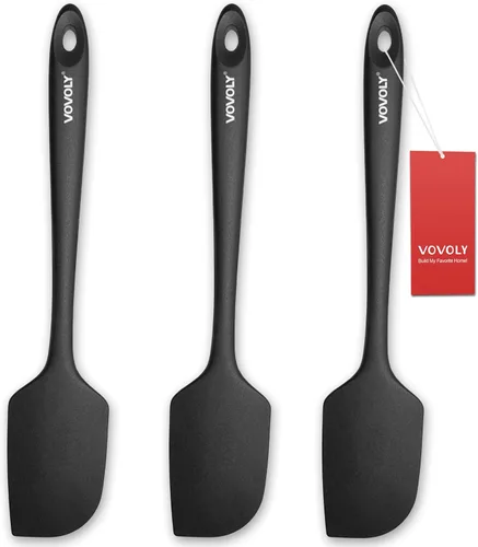 Miniatura 11 de Paquete de 3 espátulas grandes de silicona para cocina, espátulas de goma resistentes al calor de 600 °F para hornear, cocinar, raspar y mezclar
