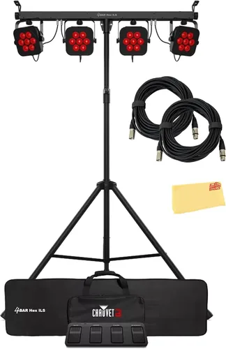 Miniatura 5 de CHAUVET DJ Paquete 4BAR Quad ILS con 2 cables DMX y paño de pulido Austin Bazaar