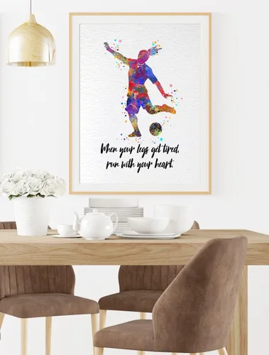 Miniatura 2 de Dignovel Studios Póster de impresión artística de acuarela con cita inspiradora de 8 x 10 pulgadas sin marco, decoración de pared de fútbol femenino
