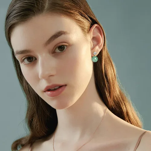 Miniatura 38 de Jade Earrings Studs,Green Jade Earrings for Women,925 Sterling Silver Earrings Studs for Sensitive Ears,Handmade Jade Earrings for Birthday