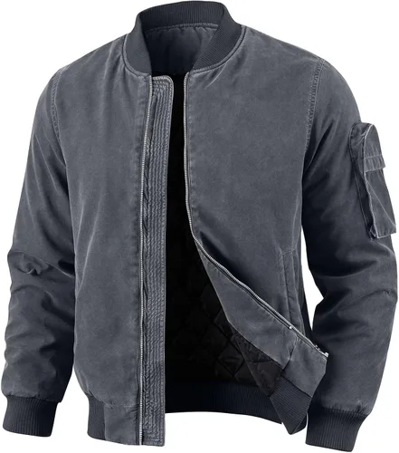 Miniatura 7 de Oymyakon Chaqueta bomber acolchada para hombre, lavada para otoño e invierno, cálida, chaquetas militares informales, abrigos acolchados