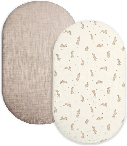 Miniatura 27 de Sábana de moisés para bebé niño y niña, sábanas ajustadas para colchón de moisés rectangular, ovalado, de reloj de arena, sábanas de cesta de Moisés