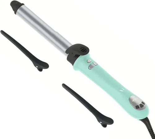 Amira Beauty Rizador giratorio automático de 1 ″ Turmalina cerámica rizador de pelo de temperatura digital ajustable 250-450°F, doble voltaje, rizos
