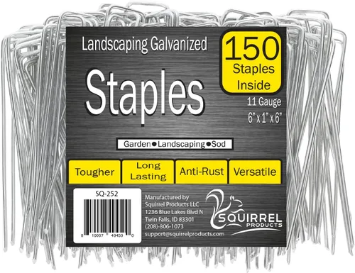 Miniatura 12 de Squirrel Products Estacas de jardín de acero galvanizado, grapas de césped de 6 pulgadas, estacas de calibre 11, 0.114 in, 5.9 x 1.0 x 5.9 in
