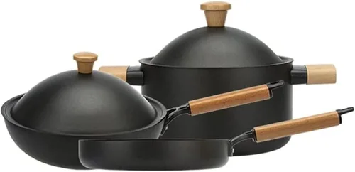Juego de sartenes antiadherentes, utensilios de cocina de inducción de cocina, juego de ollas de cerámica, utensilios de cocina