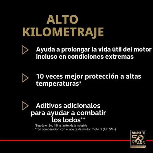 Miniatura 8 de Mobil 1 - Aceite sintético High Mileage para motor, 0W-20, 5 cuartos de galón, gris