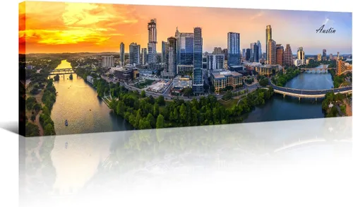 Miniatura 51 de Atlanta Skyline - Arte de pared para sala de estar, lienzo de paisaje urbano, decoración moderna para el hogar, imágenes panorámicas, edificio