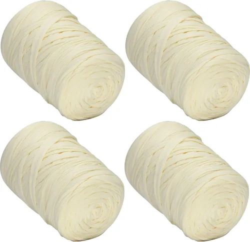 Miniatura 38 de 400g de hilo de tela elástica para tejer con ganchillo para DIY, 119 metros de hilo de espagueti grueso para tejer para proyectos de bolso, cesta
