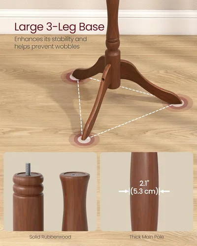 Miniatura 4 de VASAGLE Perchero de pie, Perchero independiente de madera maciza con 11 ganchos, Árbol de recibidor para bolsas, carteras, sombreros, para entrada