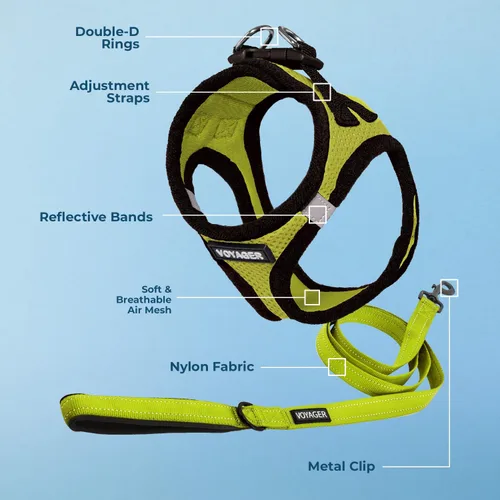 Miniatura 3 de Arnés de malla Voyager Step-in Air para todo clima y combo de correa reflectante para perro de 5 pies con mango de neopreno, para cachorros de razas