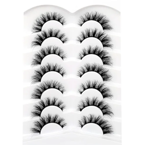Miniatura 520 de Pooplunch - Pestañas postizas finas de visón sintético, estilo ojo de gato, naturales, cruzadas, tipo racimo, efecto 8D de volumen, tiras