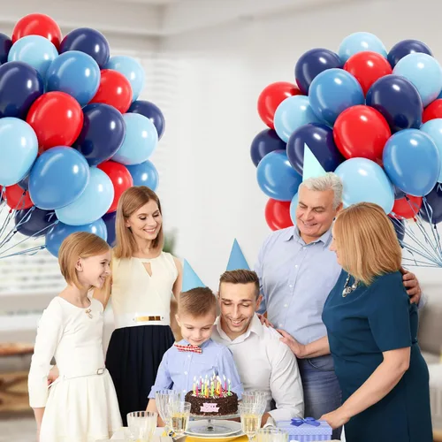 Miniatura 6 de 60 unidades de globos rojos y azules de 12 pulgadas con globos azul marino, azul pizarra y rojo polvoriento para decoraciones de baby shower, Azul