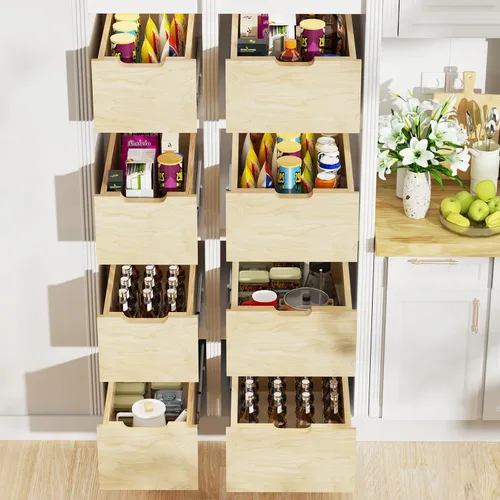 Miniatura 3 de ROOMTEC Organizador de gabinete extraíble, cajón de madera deslizante, cajones extraíbles para armarios, estante extraíble de 8 pulgadas de alto