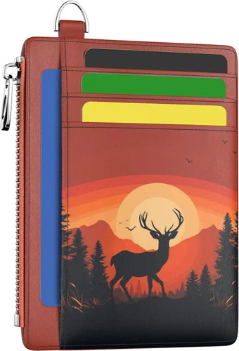 Miniatura 13 de Hancynir Cartera delgada para mujer con soporte para tarjetas de crédito RFID, pequeña mini funda para tarjetas con bolsillo frontal de PU, cartera
