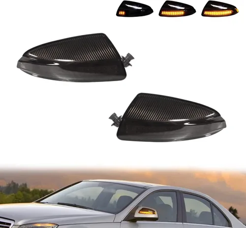 ADIIL Lente ahumada con señal de giro secuencial LED dinámica para espejo lateral Mercedes Benz Clase ML W164 C63 AMG C300