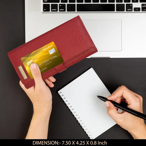 Miniatura 2 de Carteras de piel con bloqueo RFID, para cheques, con 11 ranuras para tarjetas, para mujer