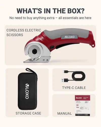 Miniatura 7 de VLOXO Tijeras eléctricas inalámbricas, cortador de cartón con bloqueo de seguridad, mini cortador eléctrico de 4.2 V, tijeras giratorias para Rosa