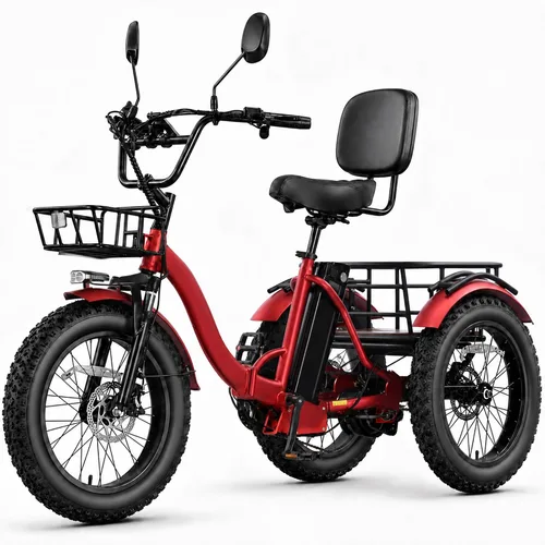 Miniatura 11 de KAKIGO Electric Tricycle for Adults,Peak 1350W Motor Etrike,48V15.6Ah Ebike,20"x4"Fat Tire Aluminum Folding Electric Trike,3-Wheel Electric