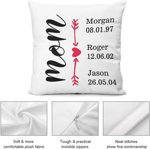 Miniatura 6 de Custom Mothers Day Pillow Cover Soft Velvet Square Pillow Case with Kids Names Family Names Custom Gift for Mom Mommy from Child Daughter Son, #1