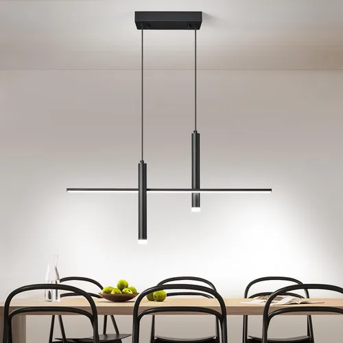 Miniatura 11 de Moderna lámpara colgante lineal LED con focos duales, regulable, 6000 K, luces colgantes de isla de cocina, candelabros negros chapados en isla
