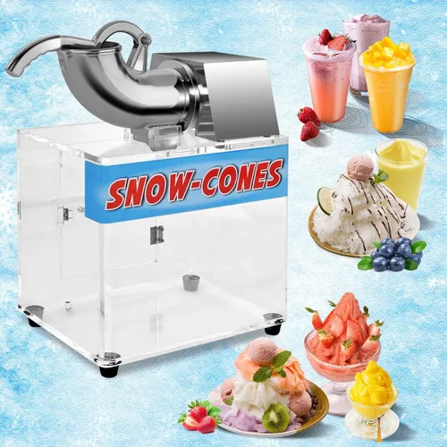 Miniatura 3 de Costzon Máquina comercial de cono de nieve, afeitadora de hielo de acero inoxidable de 440 libras/H con cuchillas dobles, máquina eléctrica de cono