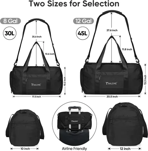 Miniatura 3 de BALEINE bolso de gimnasio para mujeres y hombres, pequeño bolso de lona impermeable y ligero para deportes, gimnasios y escapadas de fin de semana