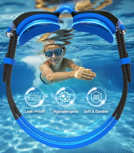 Miniatura 3 de Kids Swim Goggles, Anti-Fog UV Protection, Leakproof Adjustable Strap Swimming Goggles for Boys Girls Ages 6–14