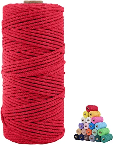 Miniatura 62 de Cuerda de algodón para macramé, de 0.11 pulgadas x 109 yardas, cuerda de macramé natural marrón, suministros perfectos de algodón para hacer
