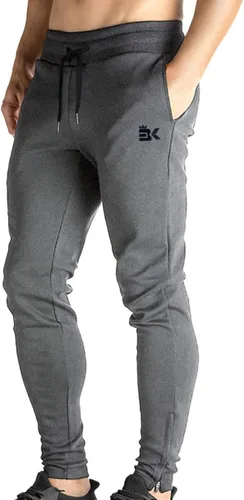 Brokig - Pantalones deportivos con cremallera para hombre, pantalones casuales para entrenamiento y gimnasia, cómodos pantalones de chándal