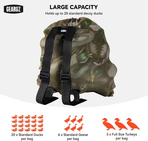 Miniatura 3 de GearOZ Bolsa de señuelo de pato de 31.5 x 31.5 pulgadas, bolsa de señuelo de malla para señuelos de ganso, pavo, aves acuáticas, bolsas de señuelo