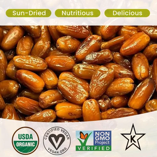 Miniatura 4 de Dátiles orgánicos sin hueso 100% deglet noor argelino Certificado orgánico, sin OMG, vegano, kosher, naturalmente dulce y sin gluten, sin azúcar