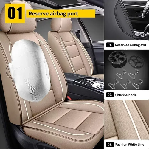 Miniatura 2 de YORKNEIC 2 fundas de asiento delantero de automóvil para Ford Edge 2007-2025 2026, transpirables, impermeables, de piel sintética, compatibles
