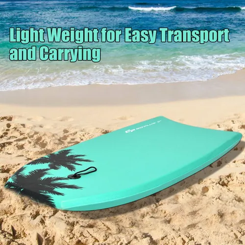 Miniatura 6 de Goplus Tabla de cuerpo ligera de 41/37/33 pulgadas para playa, tabla de surf con núcleo EPS, cubierta XPE, parte inferior lisa de HDPE, correa
