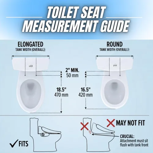 Miniatura 2 de GenieBidet Asiento de inodoro de bidé lateral derecho redondo, asiento de inodoro redondo con boquillas de autolimpieza ajustables, accesorio, Lado