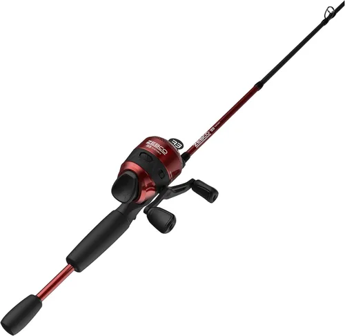 Zebco 33 Custom Z Spincast Reel y caña de pescar de 2 piezas, caña de fibra de vidrio de 6 pies con mango de EVA de agarre dividido, carrete de