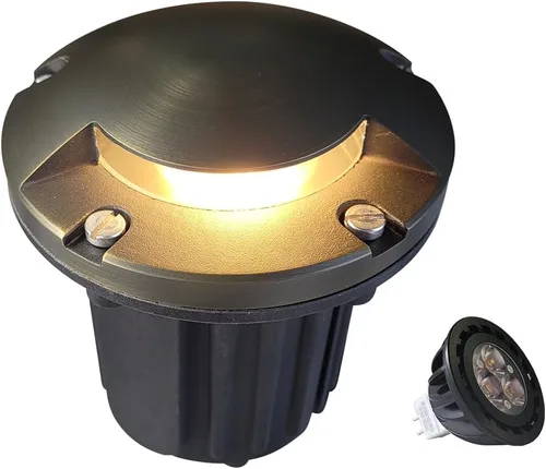 Miniatura 31 de MALORY Luces de Paisaje de Bajo Voltaje, (4.6''A) Cubierta Superior de Latón 12V Luces Empotradas en el Suelo para Exteriores, Iluminación LED