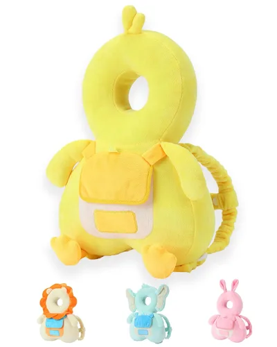 Miniatura 11 de JunNeng Mochila protectora de cabeza de bebé con chirriador, cojín de protección de seguridad para la cabeza del niño, conejo rosa Conejito rosado